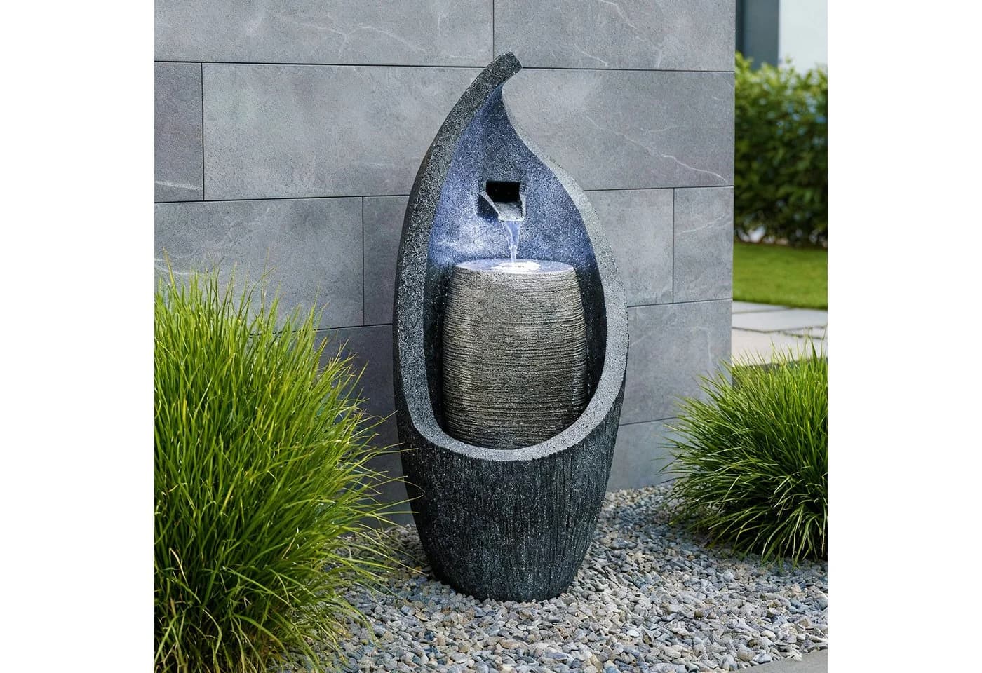 Arnusa Gartenbrunnen Moderner Springbrunnen mit LED Beleuchtung