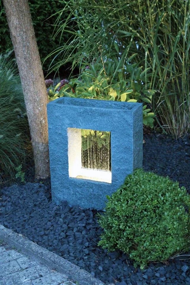 Arnusa Gartenbrunnen Springbrunnen mit LED Beleuchtung Regen Wasserfall