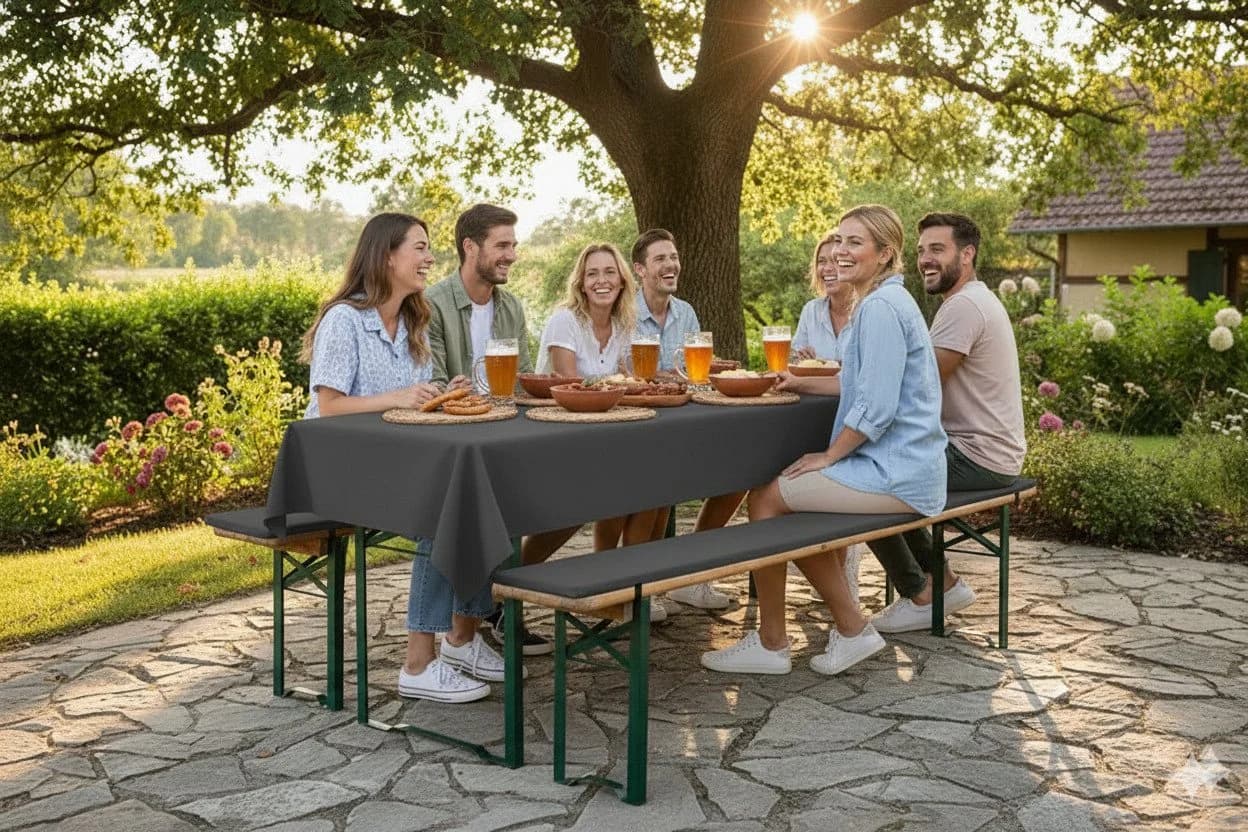 TexDeko Bierbankauflagen-Set 3-tlg. Grau Gepolstert