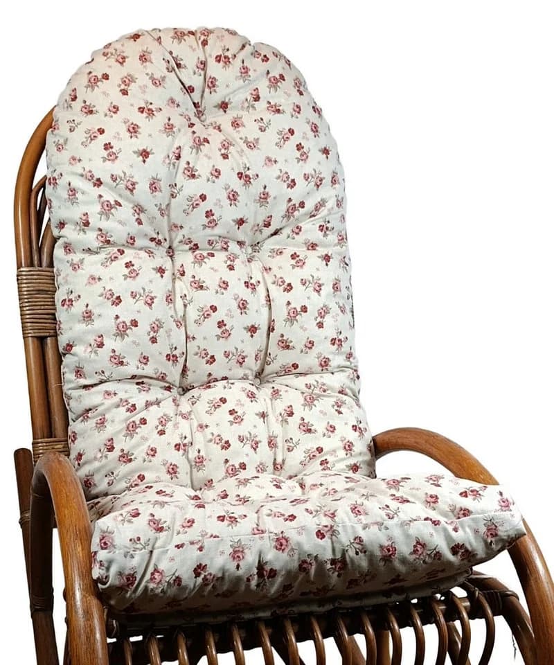 Rattani Polsterauflage Rose Leinen-Motiv für Liegestuhl
