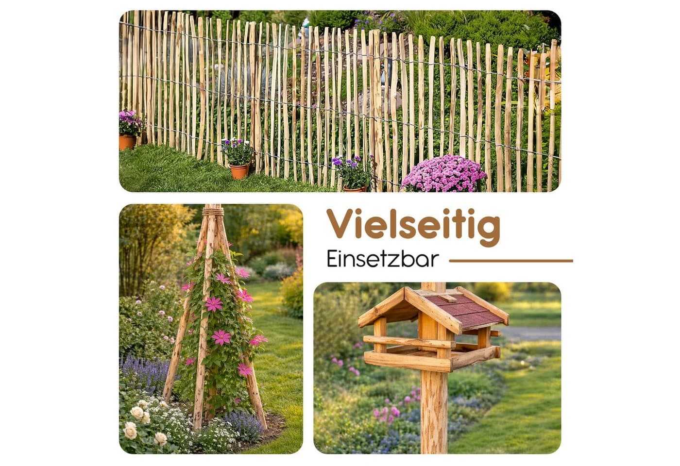 BooGardi Haselnuss-Zaunpfosten Holzpfahl 90 cm