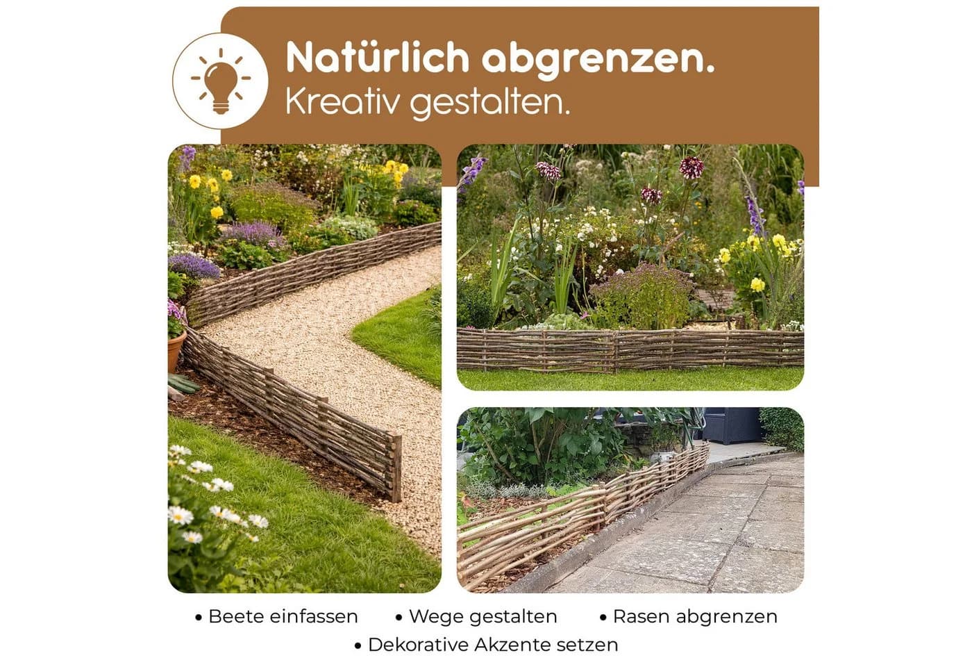 BooGardi Beeteinfassung Haselnuss 60x20 cm