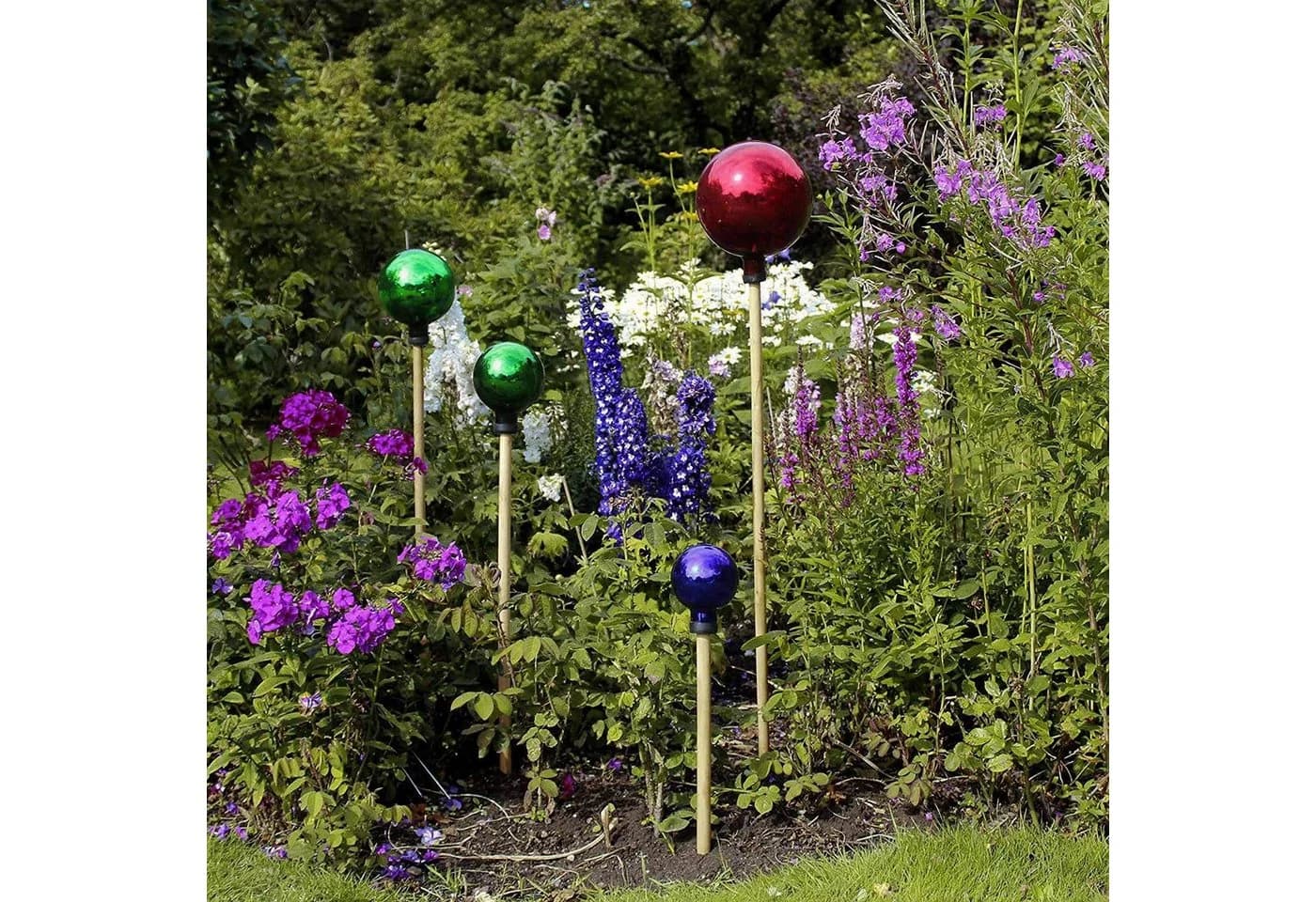 VERDOBA Gartenkugel Silber Glas - Handgefertigte Gartendeko mit Glanzeffekt
