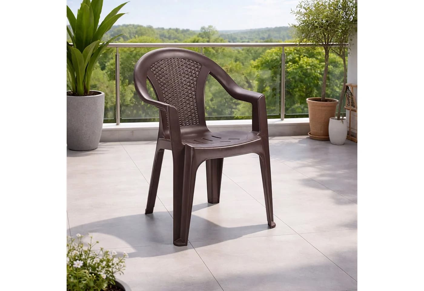 Mojawo Stapelstuhl Gartenstuhl Bistrostuhl Kunststoff Rattan Optik Mokka