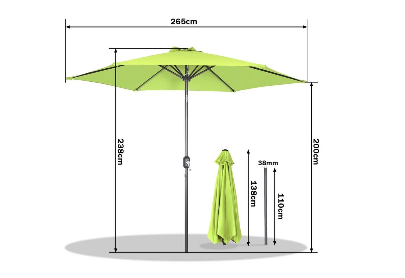 Angel Living Sonnenschirm 2,7 m Ampel mit Kurbel & UV-Schutz