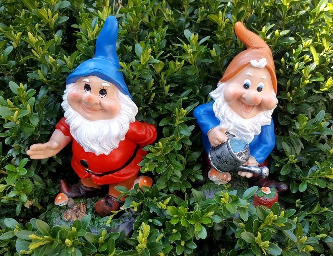 LB H&F Lilienburg Dekofigur 2er SET Gartenzwerge Blau Braun