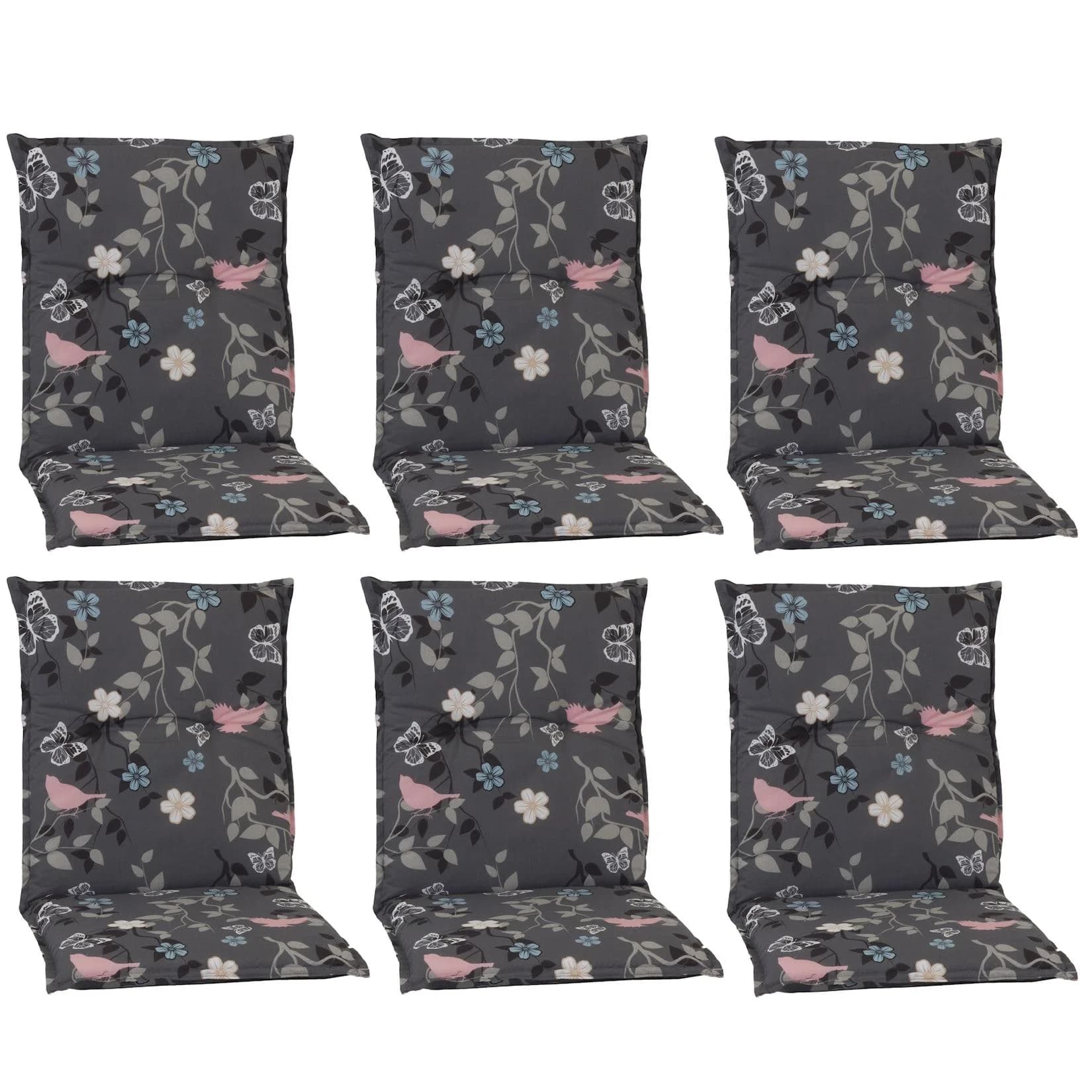 NYVI Sitzauflage Niedriglehner 6er Set Barcelona Blumen Floral