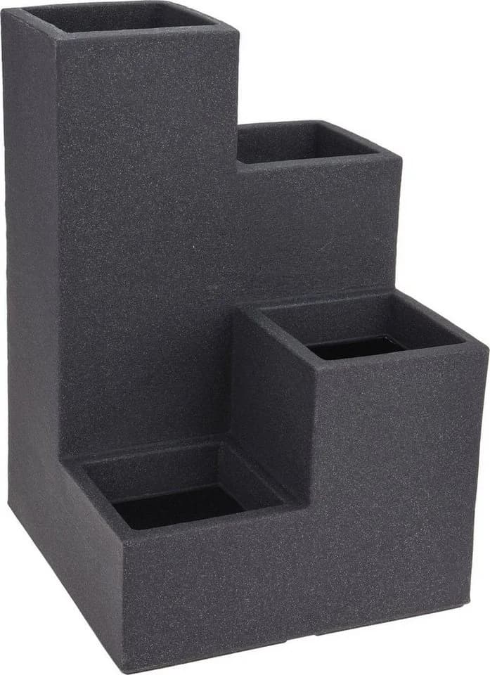 Spetebo Pflanzentreppe 4er Blumentreppe Anthrazit Steinoptik