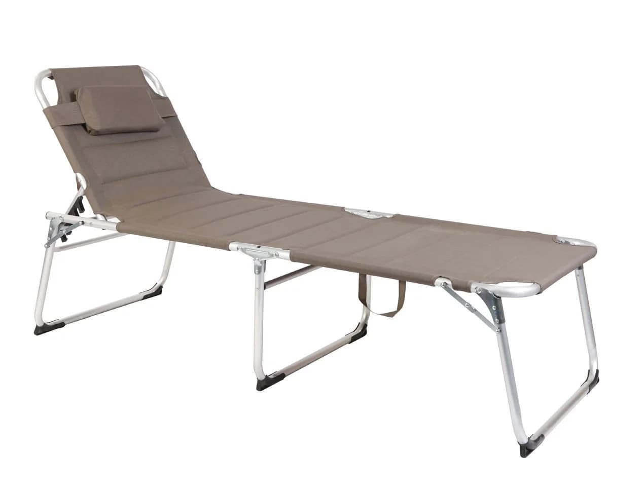 Spetebo Gartenliege XXL Aluminium Taupe mit Kopfkissen