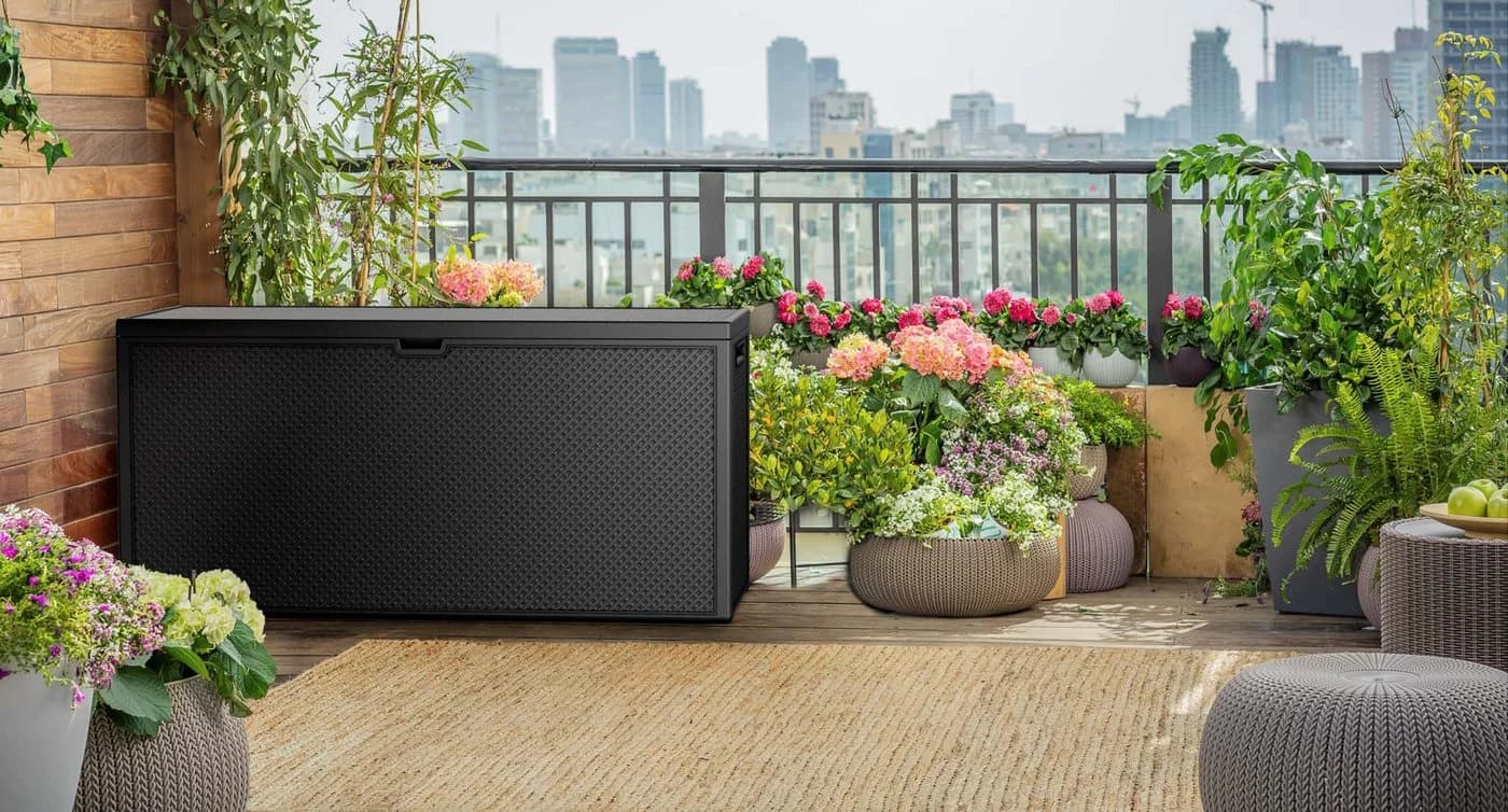 Keter Gartenbox EMILY 270 Liter Graphit mit Griffen & Rollen