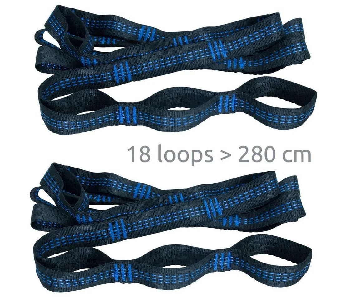 yourGEAR Hängematte Befestigungs-Set 350kg 2x280cm Gurt mit Karabinern