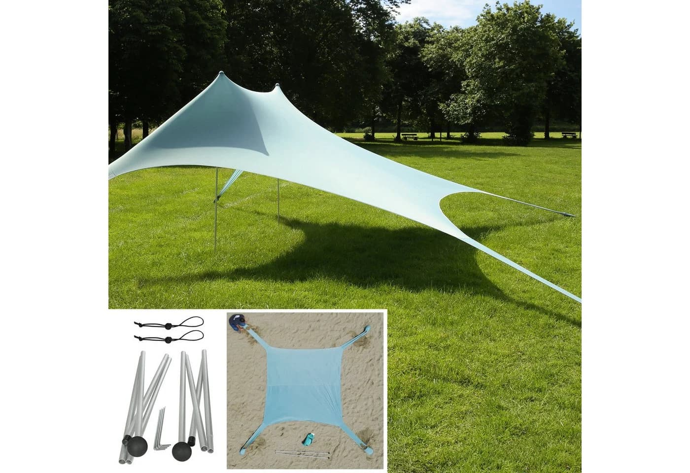 yourGEAR Sonnensegel Cameo Beach Shelter 3x3m UV50+ Blau