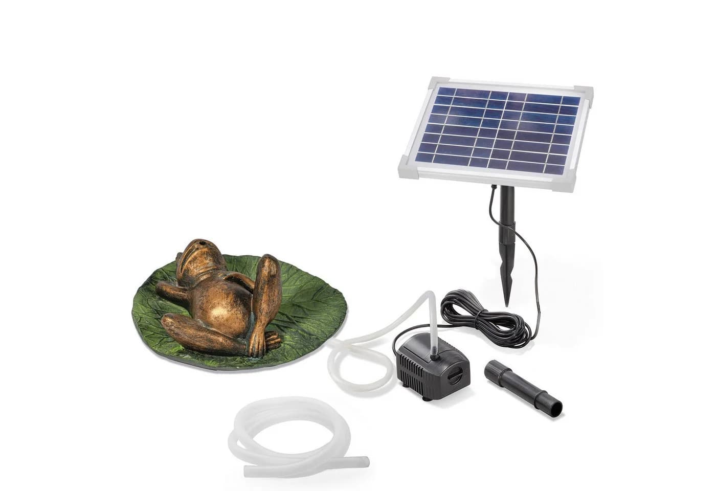 esotec Solar Wasserspeier Treibender Frosch mit Pumpe
