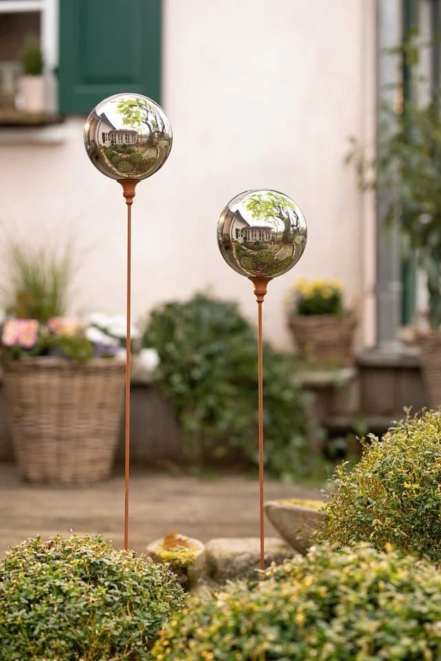 Dekoleidenschaft Gartenstecker Kugel Metall Rostoptik 118 cm