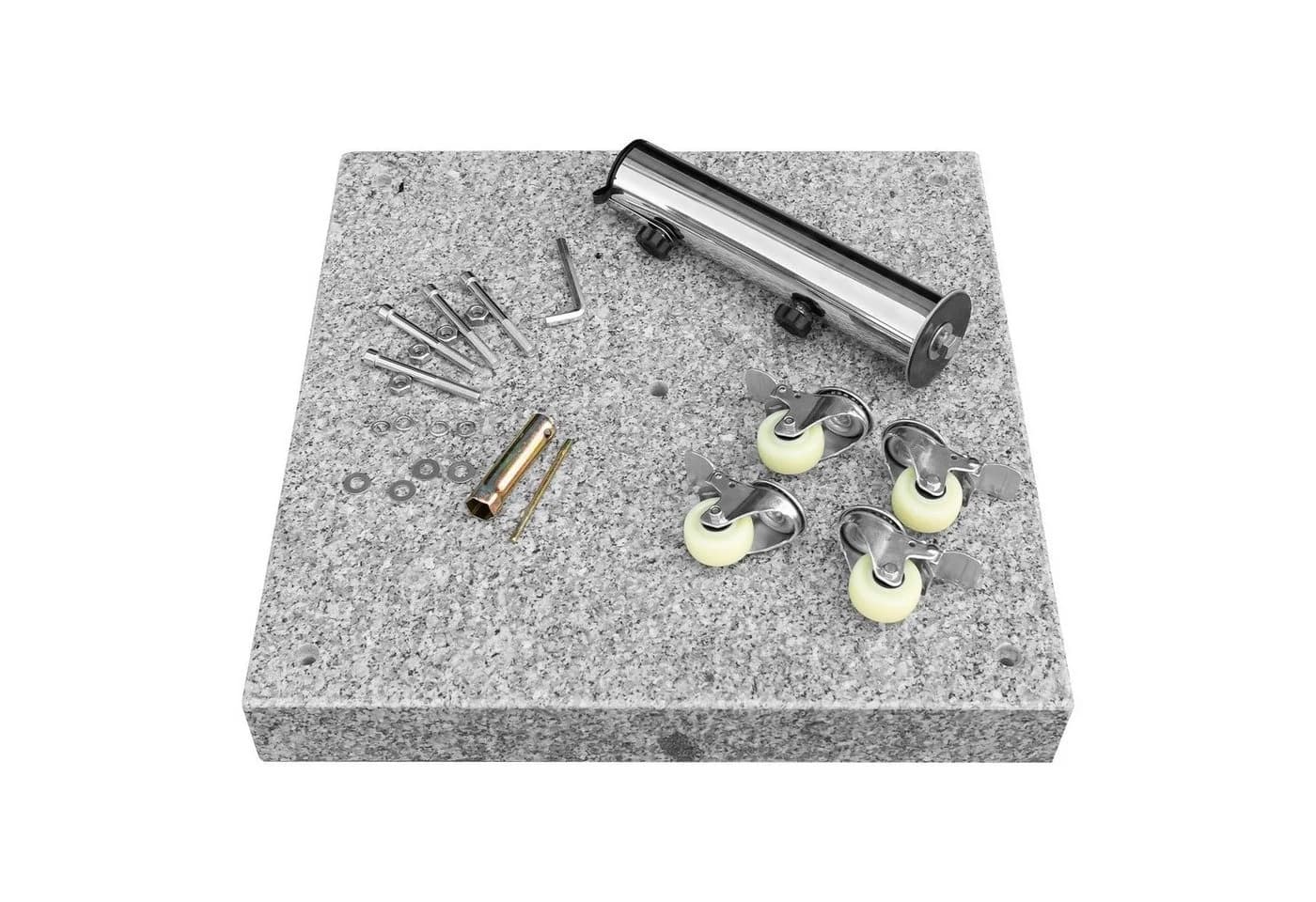 anndora Sonnenschirmständer 55 kg Granit mit Rollen Grau