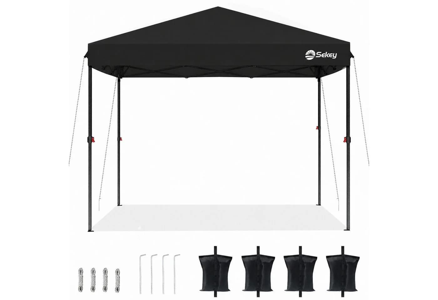 Sekey Faltpavillon 3x3m Schwarz Höhenverstellbar Wasserdicht