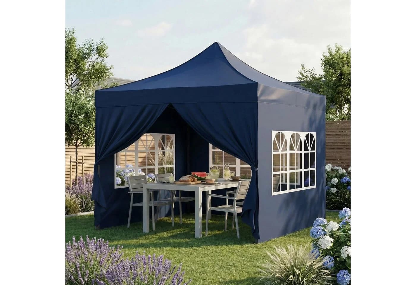 STEELSØN Pavillon Rynara Faltpavillon blau mit 4 Seitenteilen