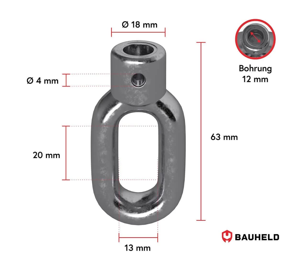 BAUHELD Markisenöse Halterung Kunststoff Zinkdruckguss 10-16mm