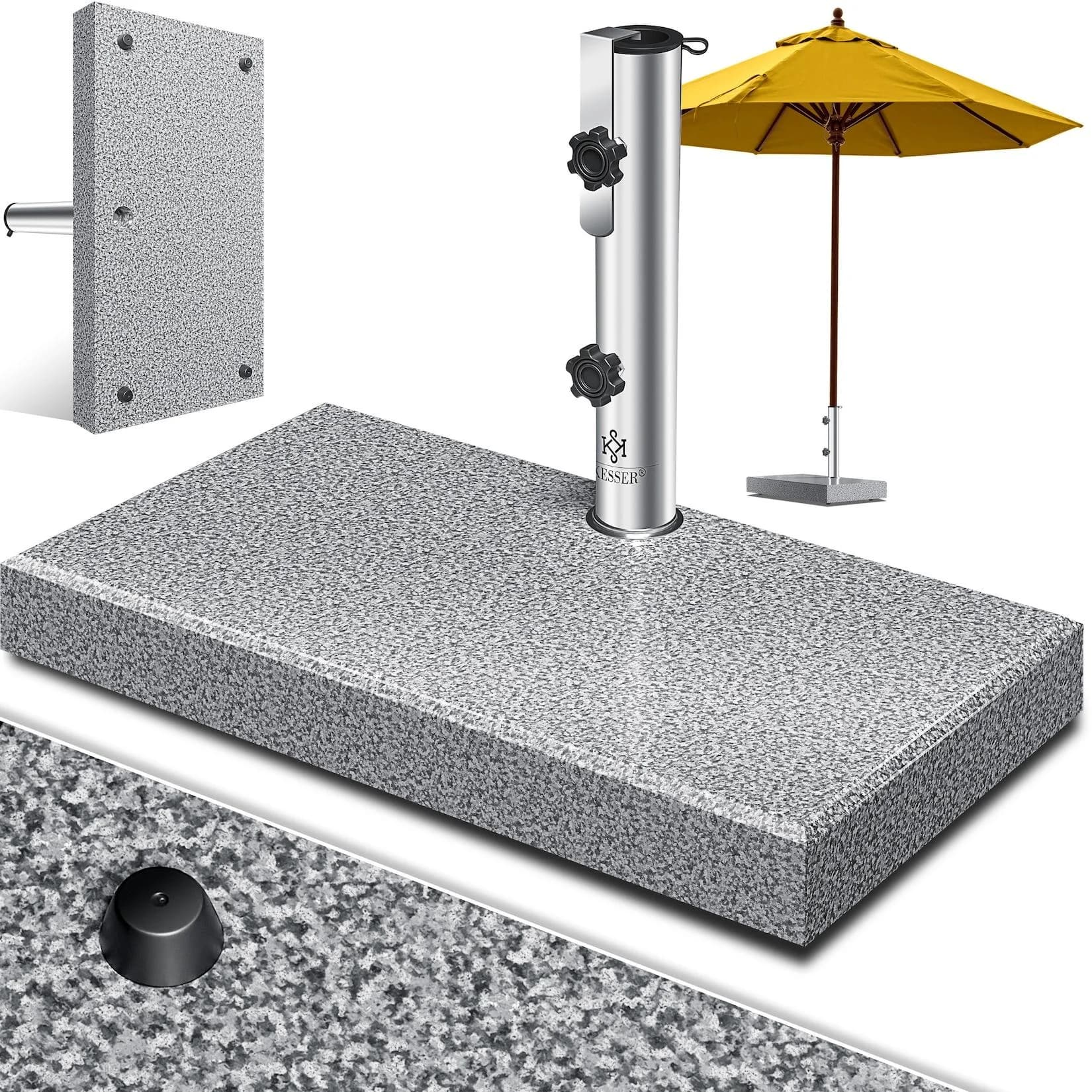 KESSER Granit Sonnenschirmständer 30kg mit Rollen und Adaptern