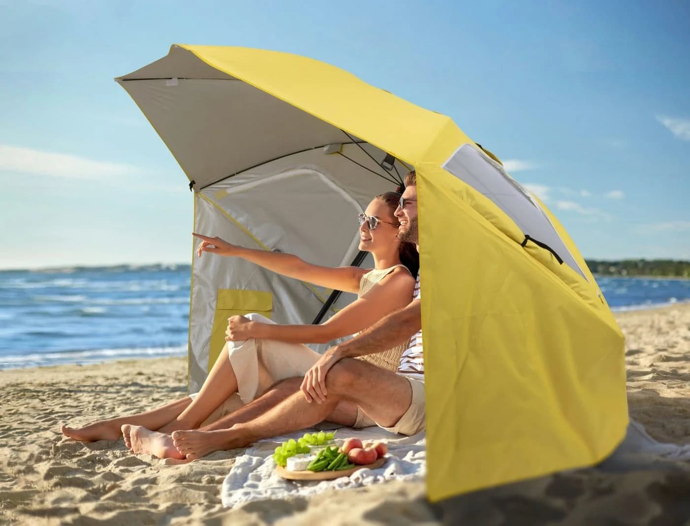 Stagecaptain Strandmuschel UM-210 Shady Sonnenschirm Gelb