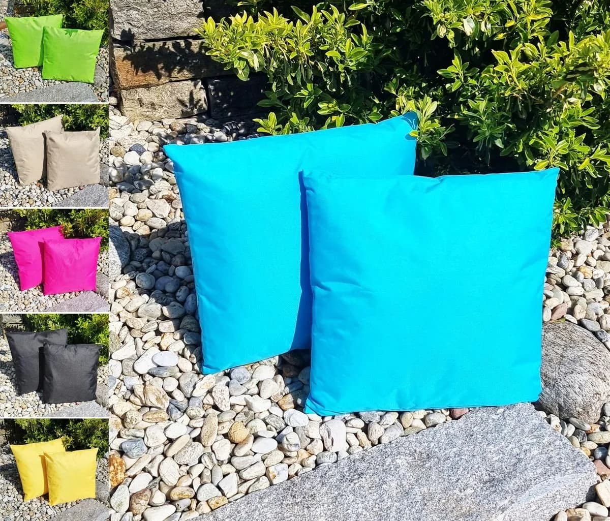 JACK Dekokissen 45x45cm Outdoor Lounge Kissen blau wasserabweisend