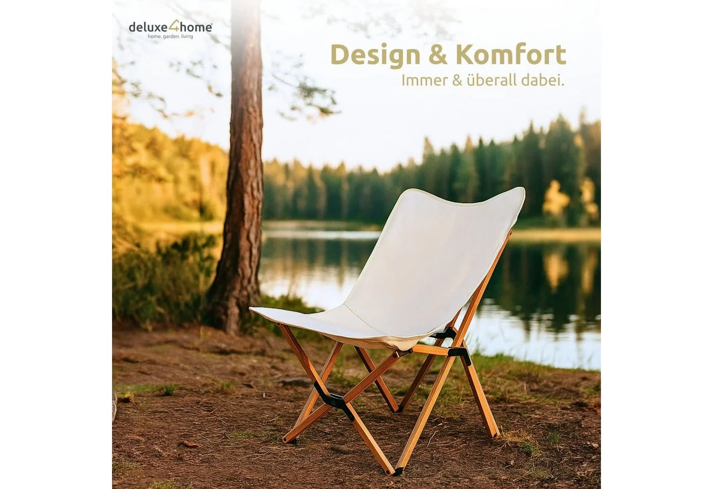 deluxe4home Klappstuhl Campingstuhl Creme Aluminium Faltstuhl