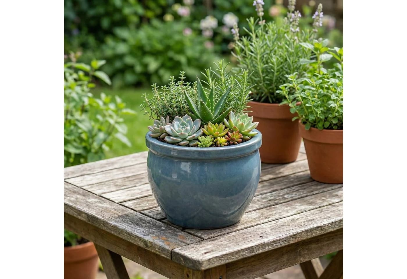 Teramico Blumentopf Keramik "Bavaria" Antik-Grau Ø 21 cm