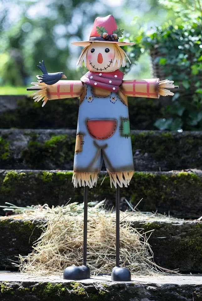 Dekoleidenschaft Gartenfigur Vogelscheuche Metall Bunt 76 cm