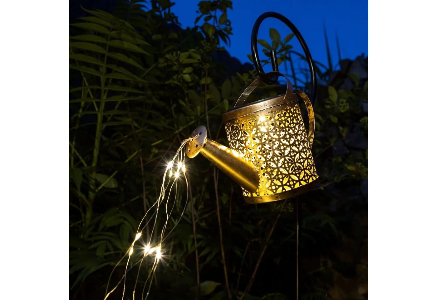 Spetebo LED Solar Gießkanne mit Erdspieß - 40 LED warm weiß