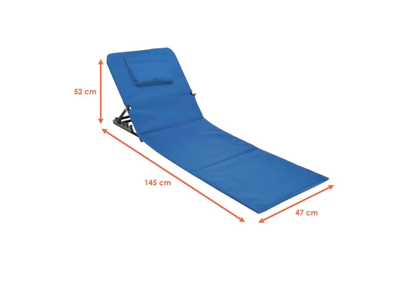 Spetebo Strandliege Blau mit verstellbarer Rückenlehne und Kopfkissen