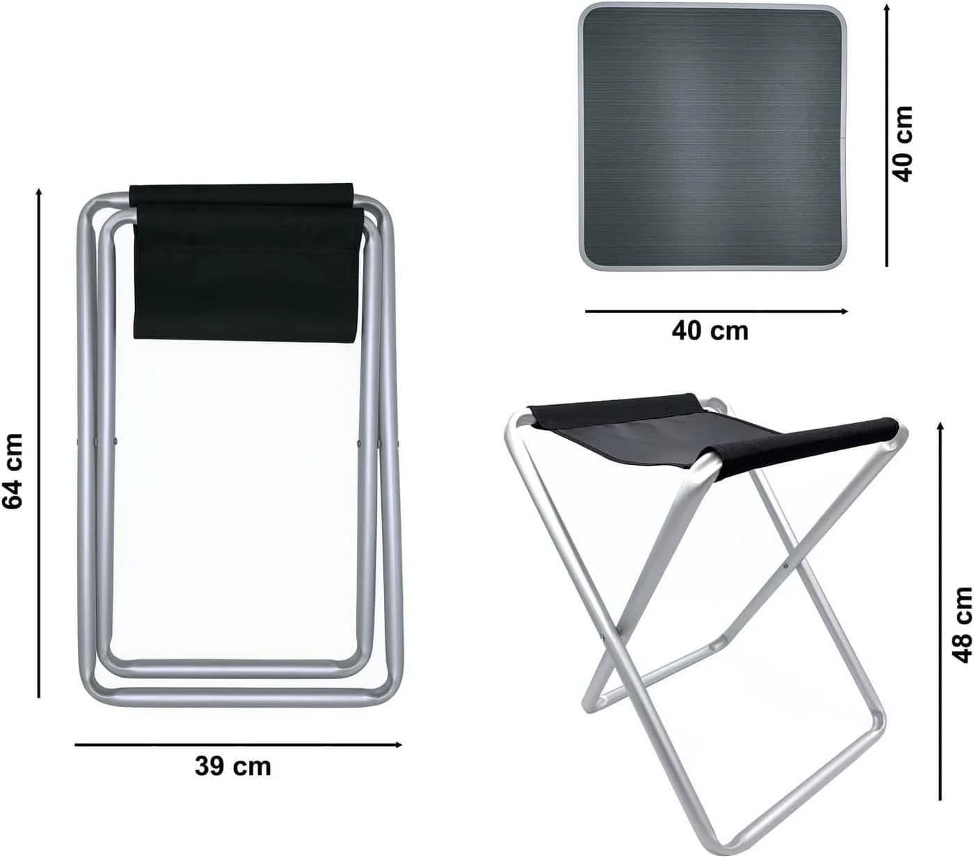 Mojawo 2in1 Campingtisch klappbar Aluminium Schwarz/Silber