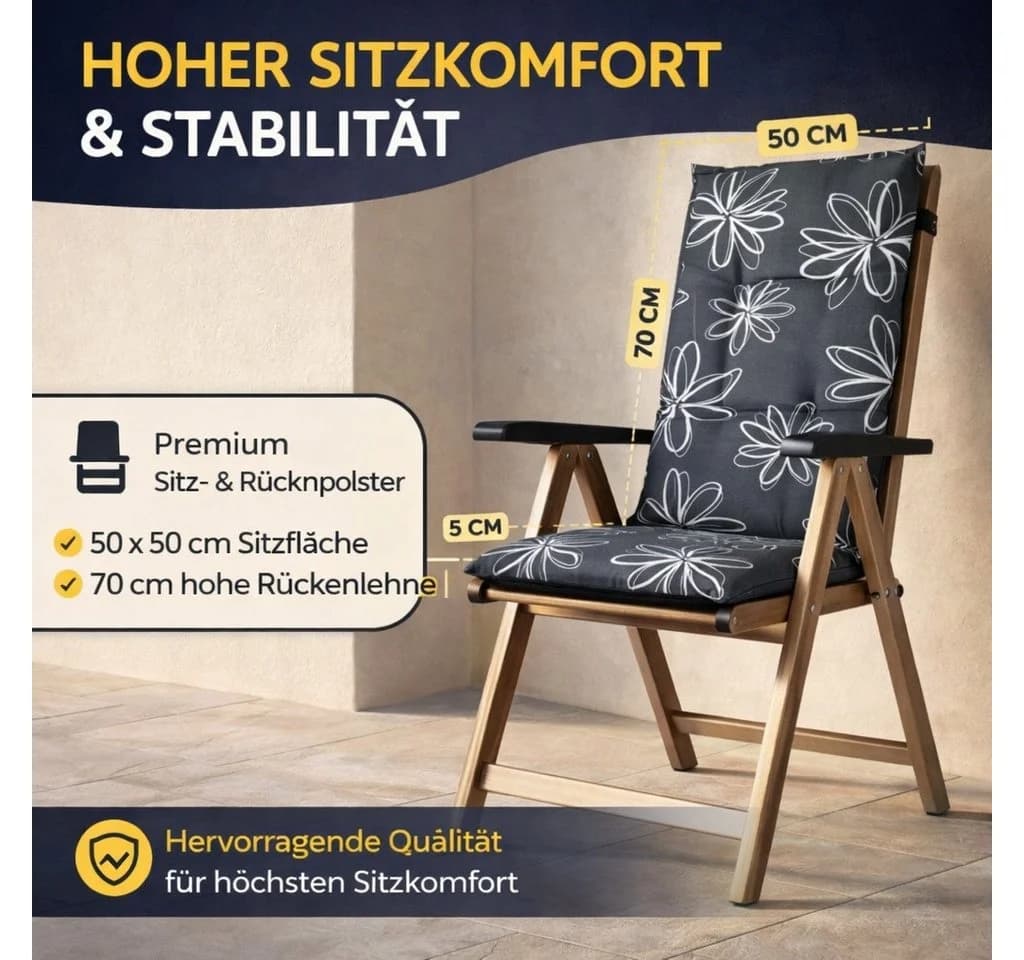 Waidmeister Hochlehnerauflage Naxos Schwarz 4 St