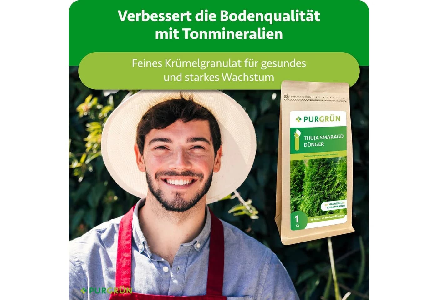 Purgrün Gartendünger Thuja Smaragd Granulat 1 kg NPK 9+4+8