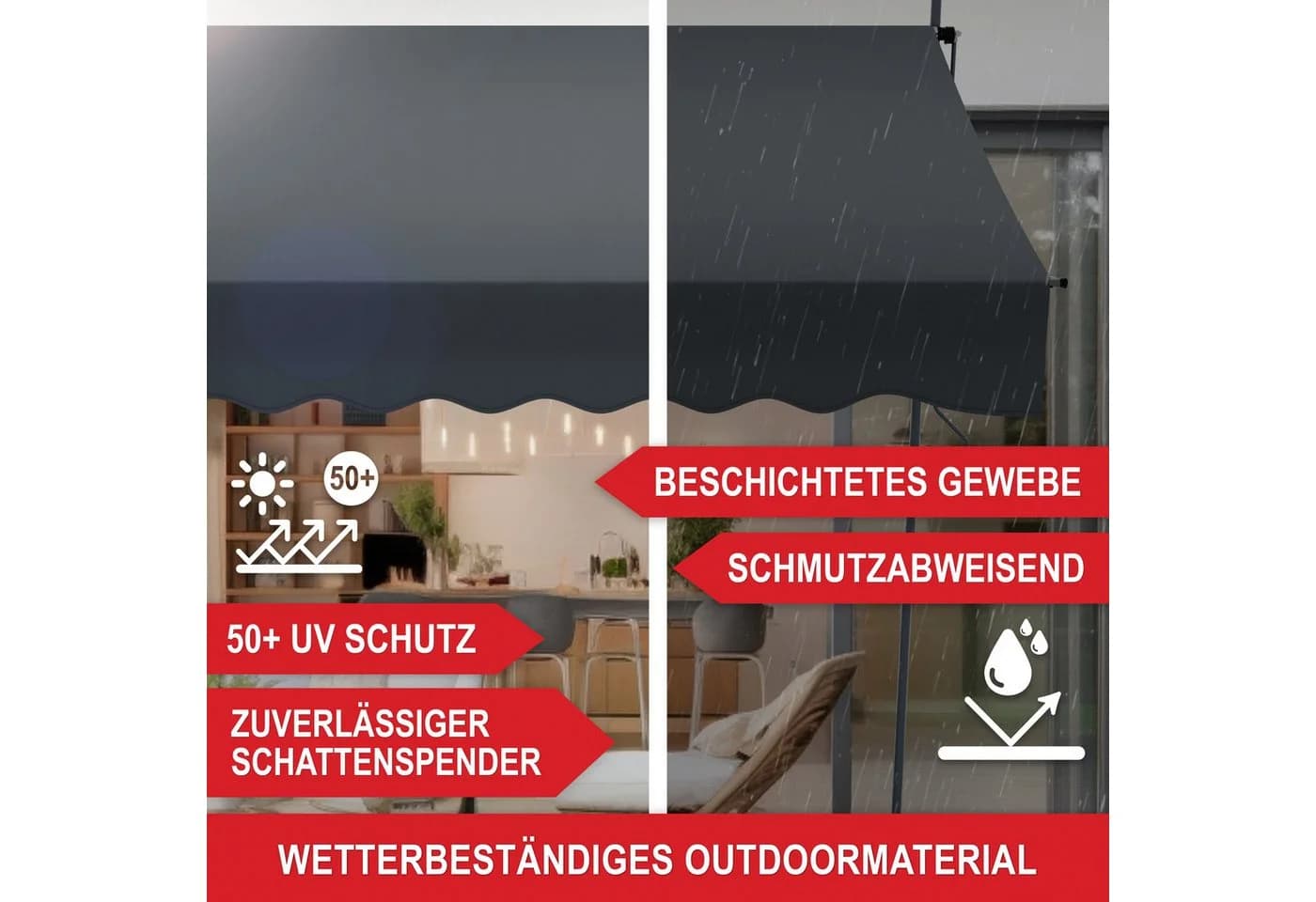 Onbest Klemmmarkise Anthrazit mit Handkurbel