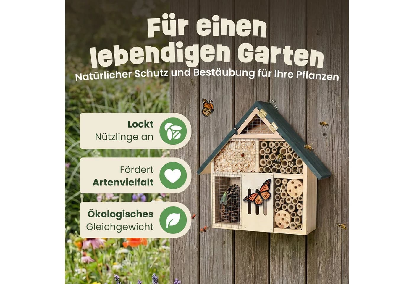Zooprinz Insektenhotel XXL aus Vollholz mit natürlicher Füllung