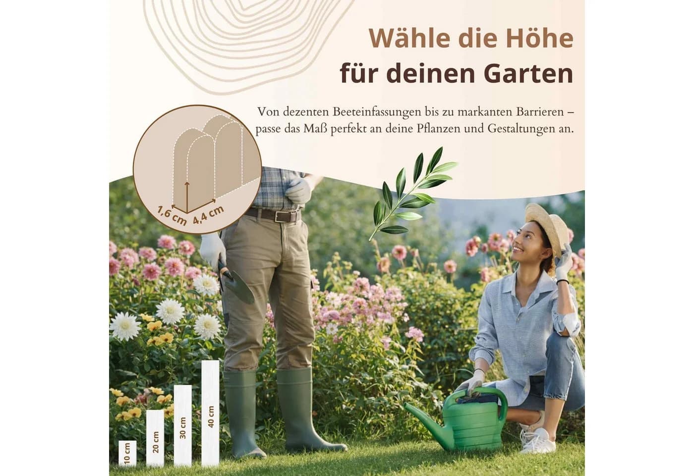 Floranica Flexible Beeteinfassung Weiß Kiefernholz