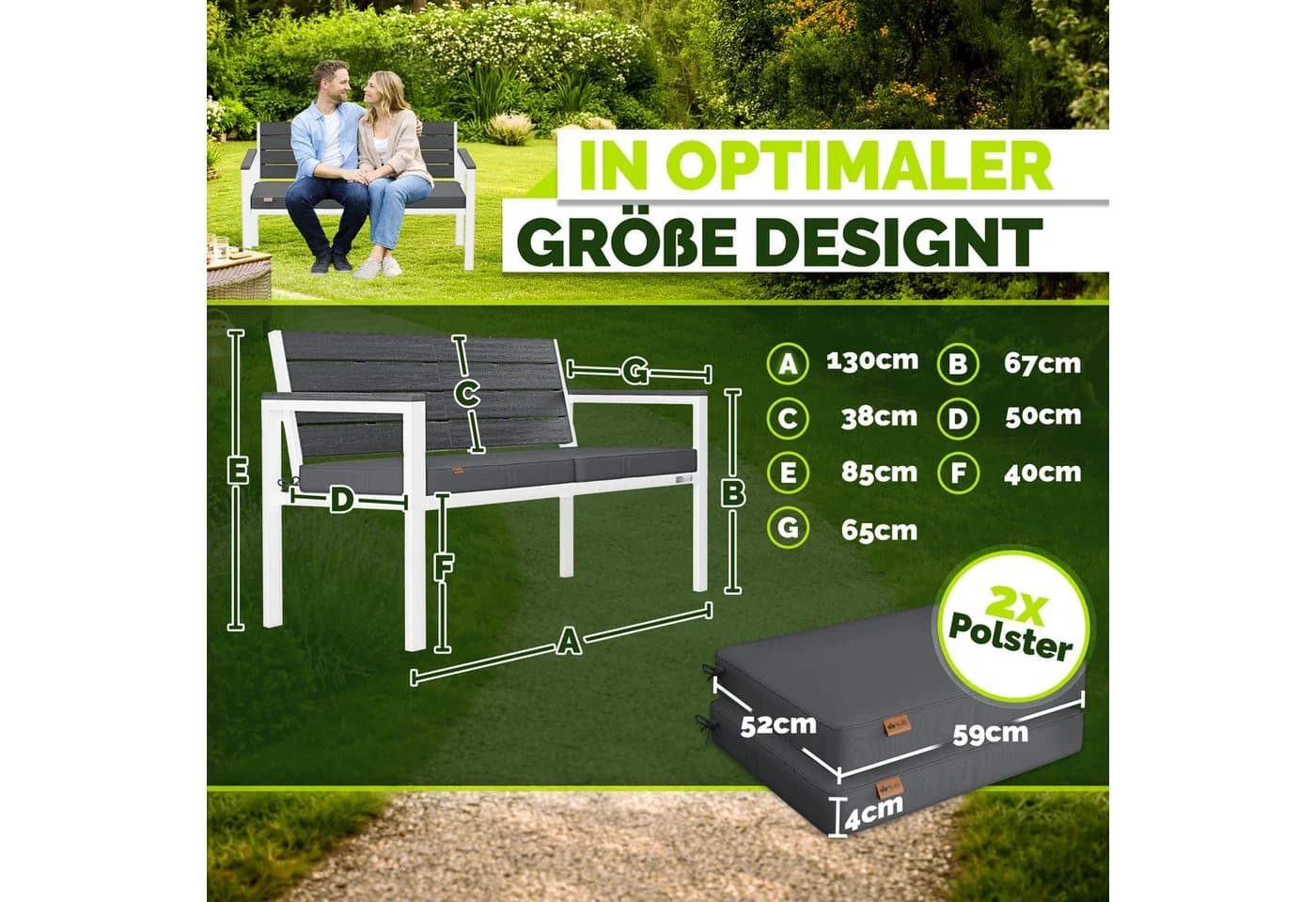 tillvex Gartenbank Holzoptik 300kg belastbar