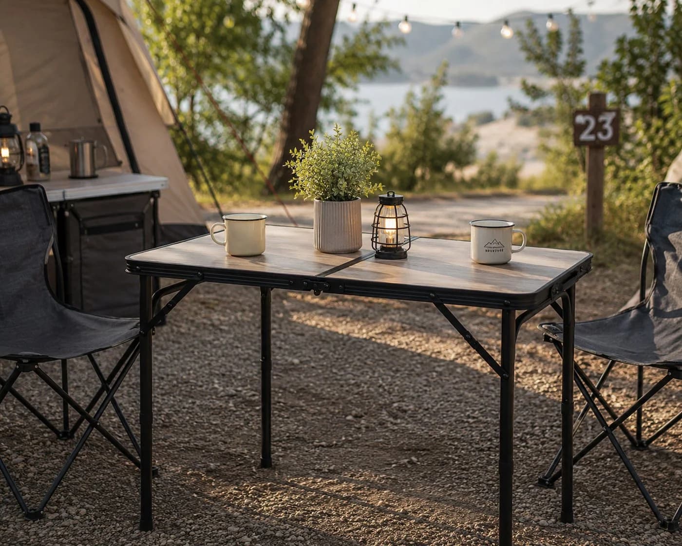 Mojawo Campingtisch Klappbar Aluminium Höhenverstellbar Braun