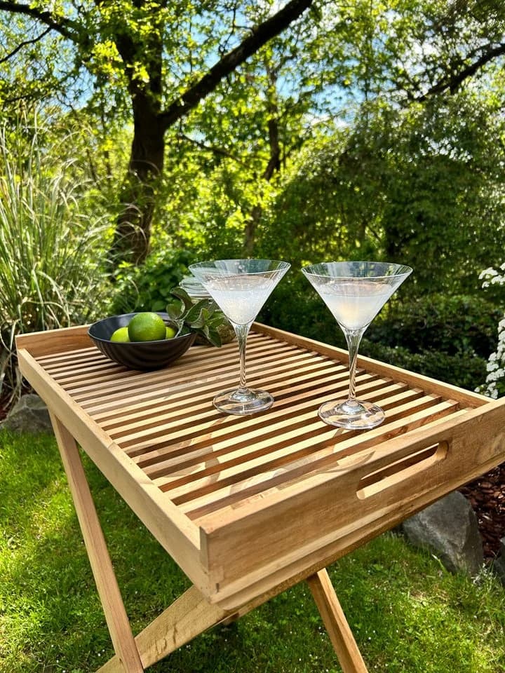 Yoli living GbR Tabletttisch Klapptisch mit Tablett Teak