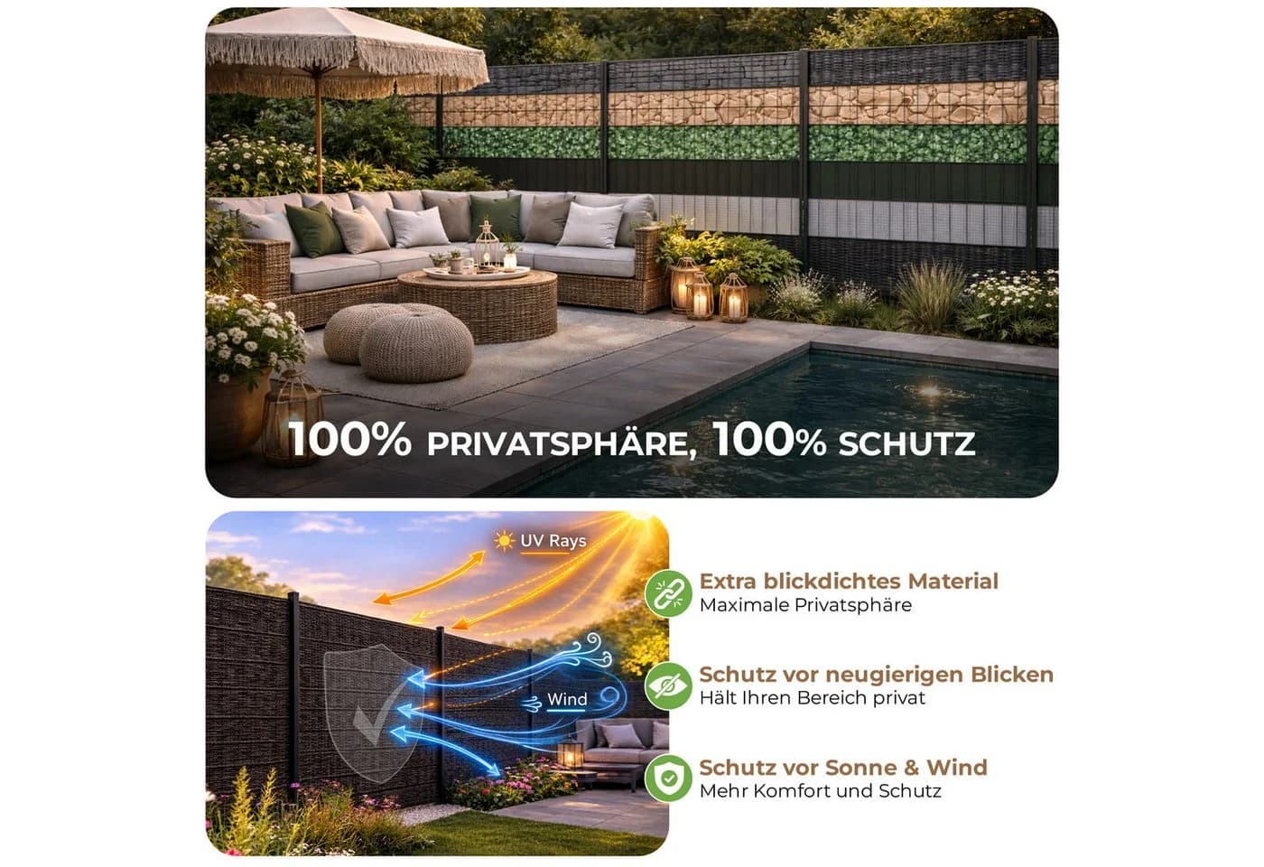 BooGardi Sichtschutzstreifen PVC Grau 4 Rollen 19x35m