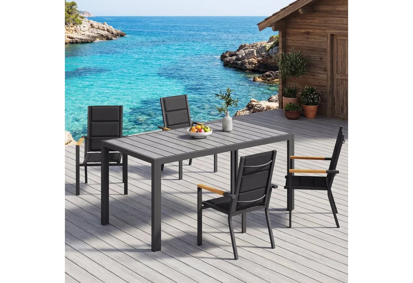 HOMALL Gartentisch Holzoptik Esszimmertisch 100kg Tragkraft