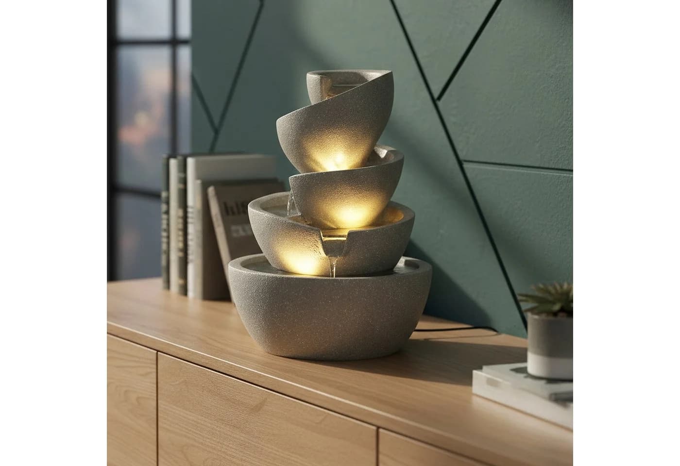 Arnusa Zimmerbrunnen BK912 mit LED-Beleuchtung und Polyresin