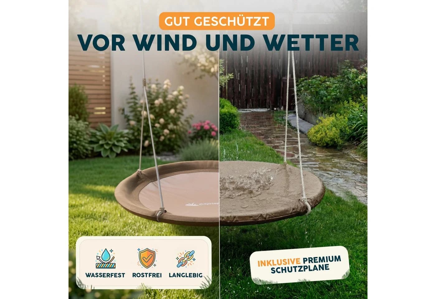 Caprisports Nestschaukel Braun Textilene TÜV/GS geprüft