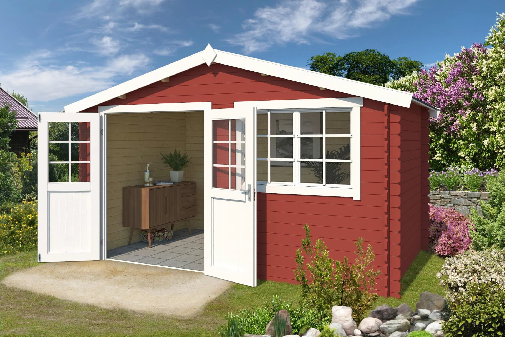 Lasita Maja Gartenhaus Axel 230 Schwedenrot Blockbohlenhaus