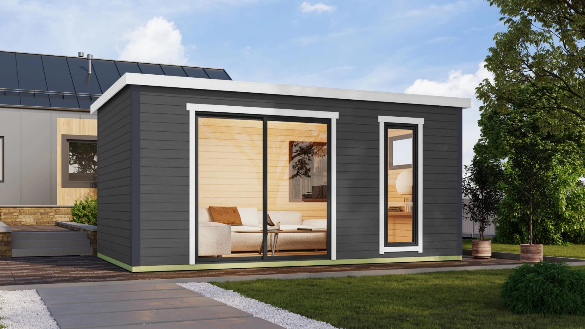 Gartenhaus NORDIC HOLZ "AUSTIN 7" Carbongrau Massivholz