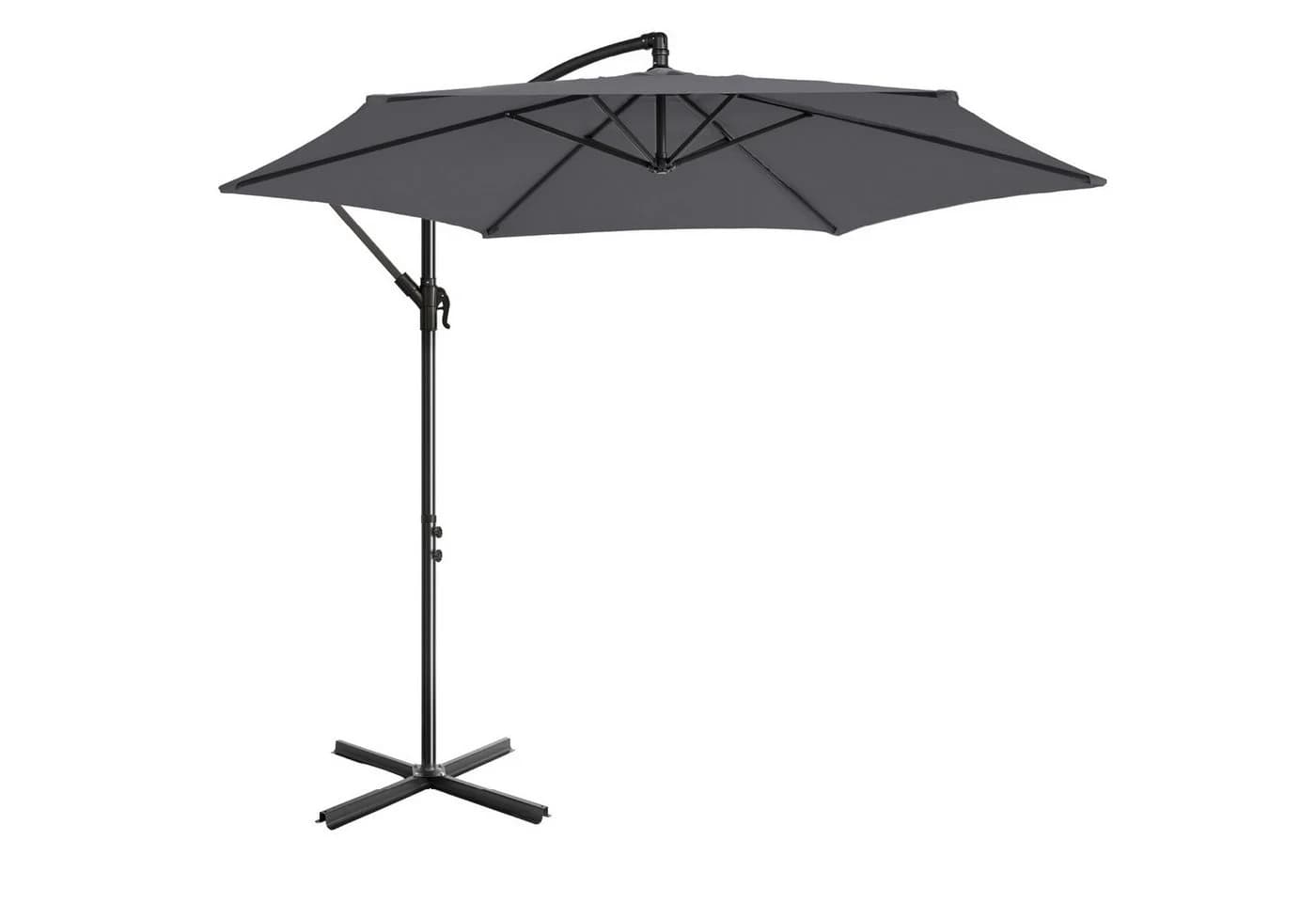 LALAHO Sonnenschirm Grau 300 cm mit Ständer & UV-Schutz