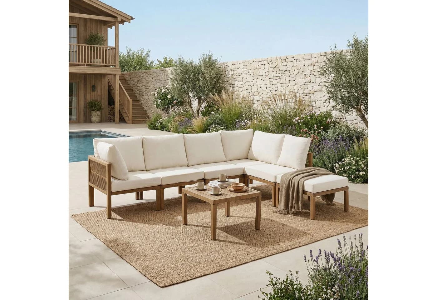 Flieks Gartenlounge-Set 6-Sitzer Beige Modular