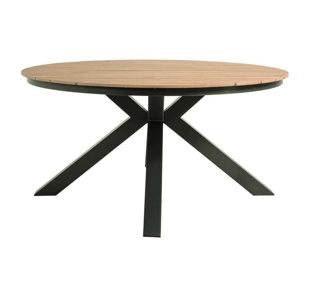 Lesli Living Garten-Essgruppe Arrezo Rund 120cm Aluminium Grau