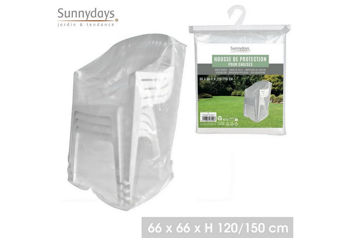 Sunnydays Schutzhülle Stapelstuhl Weiß-Transparent