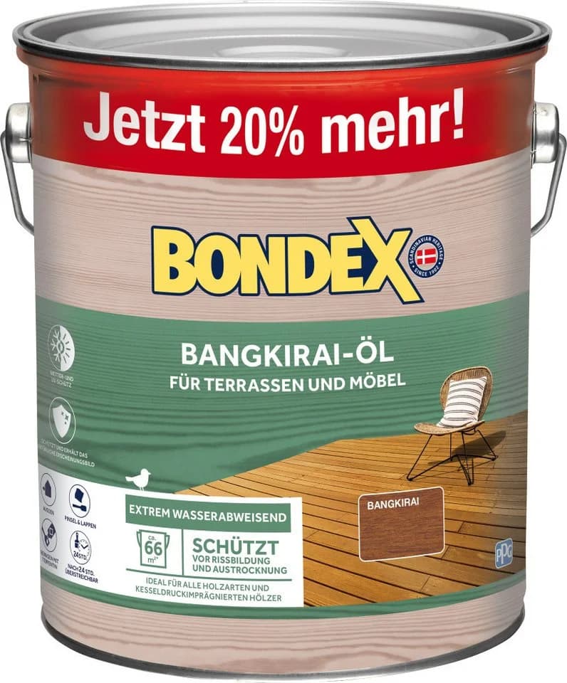 Bondex Bangkirai-Öl 3 Liter Sondergebinde für Terrassen und Möbel